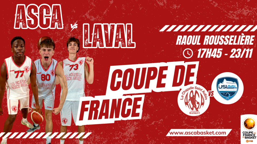 Match de coupe de France U18M dimanche 23 novembre 17h45